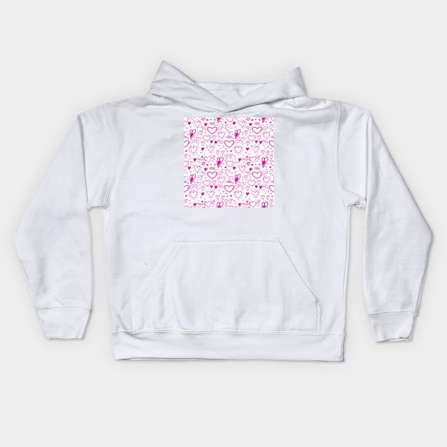 Cute Hearts Doodle Art Kids Hoodie by labatchino